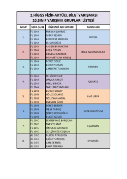 2.higgs fizik-akt&uuml;el bilgi yarışması 10.sınıf yarışma grupları listesi