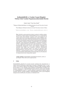 Kullanılabilirlik ve Yazılım Yaşam D&ouml;ng&uuml;s&uuml;: T&uuml;rkiye - CEUR