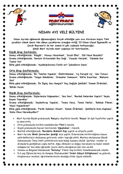 nisan ayı veli bülteni