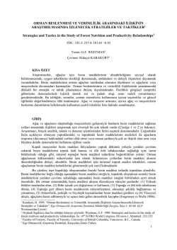 Orman Beslenmesi ve Verimlilik Arasindaki iliskinin