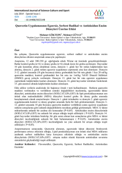 Quercetin Uygulamasının Egzersiz, Serbest Radikal ve Antioksidan