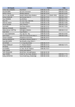 Adı Soyadı Unvanı Telefon Faks
