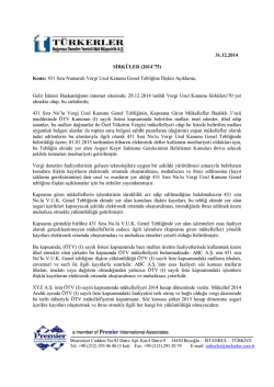 31.12.2014 431 Sıra Numaralı Vergi Usul Kanunu