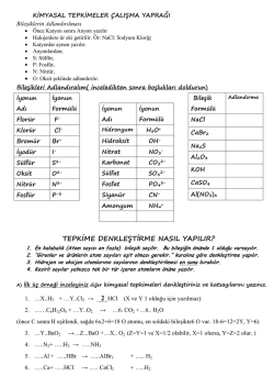 Kimyasal Tepkimeler
