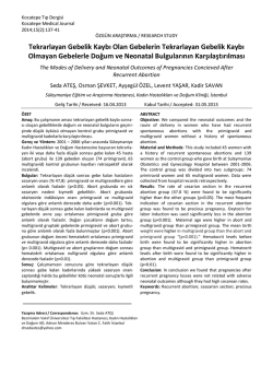 Tekrarlayan Gebelik Kaybı Olan Gebelerin Tekrarlayan Gebelik