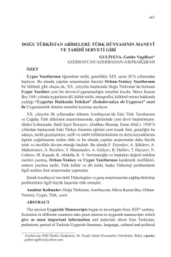 GULİYEVA, Gatibe Vagifkızı-DOĞU T&Uuml;RKİSTAN ABİDELERİ