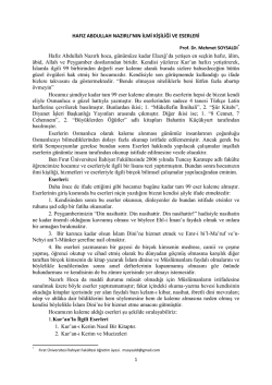 Hafız Abdullah Nazırlı İlmi Şahsiyeti ve Eserleri