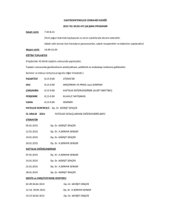 GASTROENTEROLOJİ CERRAHİSİ KLİNİĞİ 2015 YILI OCAK AYI