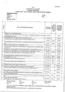 Acil Yardım/Hasta Nakil Ambulansı Denetim Formu