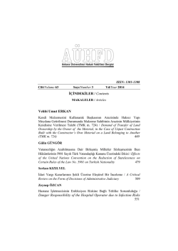 İ&Ccedil;İNDEKİLER / Contents Vehbi Umut ERKAN Danger Responsibility