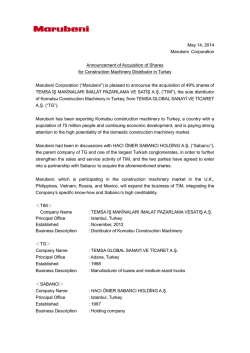 Announcement of Acquisition of Shares for Construction Machinery