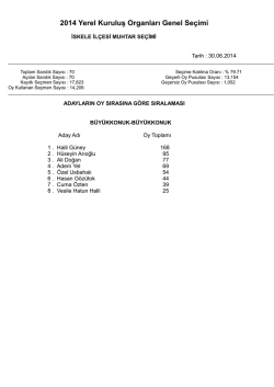 2014 Yerel Kuruluş Organları Genel Se&ccedil;imi