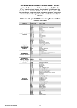 ımportant announcement on 2014 summer school