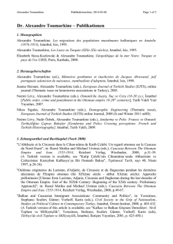 Dr. Alexandre Toumarkine &ndash; Publikationen - Orient