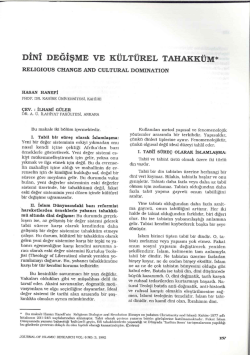 DİNİ DEĞİŞME vE K&Uuml;LT&Uuml;REL TAHAKK&Uuml;M*