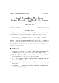 Kesirli Basamaktan Türev içeren ˙Integro