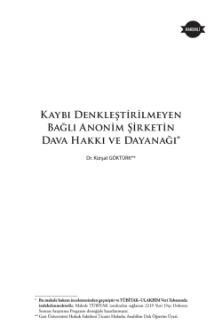 Kaybı Denkleştirilmeyen Bağlı Anonim Şirketin