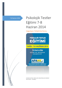 Psikolojik Testler Eğitimi 7-8 Haziran 2014