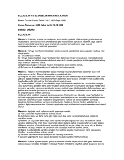 ECZACILAR VE ECZANELER HAKKINDA KANUN BiRiNCi