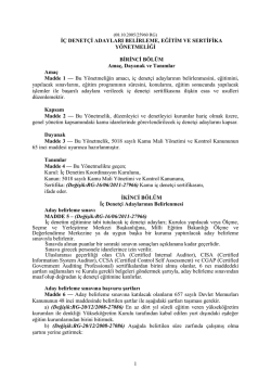 1 İ&Ccedil; DENET&Ccedil;İ ADAYLARI BELİRLEME, EĞİTİM VE SERTİFİKA