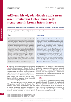Ad&ouml;lesan bir olguda y&uuml;ksek dozda uzun s&uuml;reli D vitamini