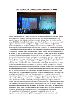 2015-2019 ulusal e-devlet stratejisi ve eylem planı