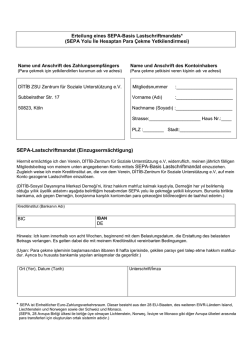 SEPA Lastschriftmandat Einzugserm&auml;chtigung f&uuml;r
