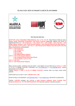 KUMYAPI- Ihale Ilani - kumyapı arıtma teknolojileri