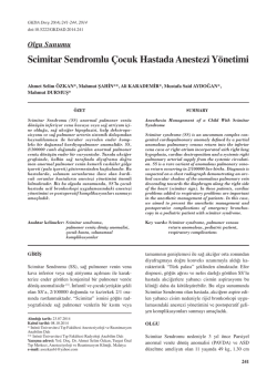 Scimitar Sendromlu &Ccedil;ocuk Hastada Anestezi Y&ouml;netimi