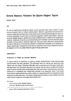 Emme Basıncı Y&ouml;ntemi ile Şişme Değeri Tayini