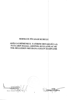 Akiş GYO A.Ş. İzahname - Bizim Menkul Değerler