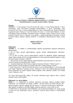 Diploma Y&ouml;nergesi - Yaşar &Uuml;niversitesi