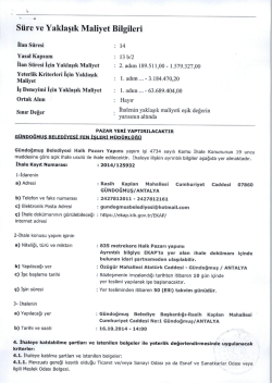 Sure ve Yakla&sect;ik Maliyet Bilgileri