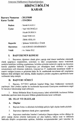 Anayasa Mahkemesinin 15/4/2014 Tarihli ve 2013