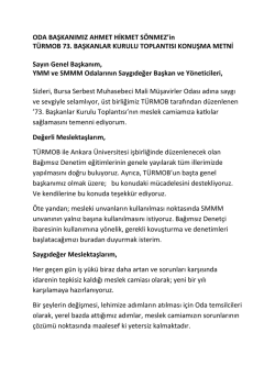 Oda Başkanımızın T&Uuml;RMOB Başkanlar Kurulu Toplantısı Konuşma