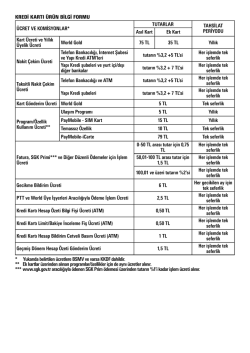 KREDİ KARTI &Uuml;R&Uuml;N BİLGİ FORMU &Uuml;CRET VE