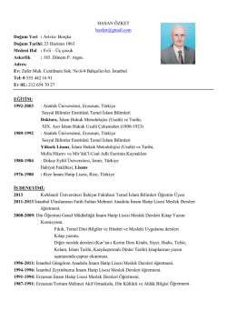 HASAN &Atilde;&ndash;ZKET CV - KLU - İlahiyat Fak&uuml;ltesi