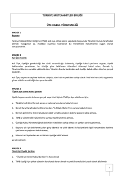 Tüzel Kişi Üye Kabul Yönetmeliği