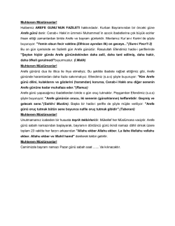 Muhterem M&uuml;sl&uuml;manlar! Hutbemiz AREFE GUNU`NUN