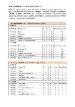 TEKNOLOJİ FAK&Uuml;LTESİ DEKANLIĞINDAN&hellip;