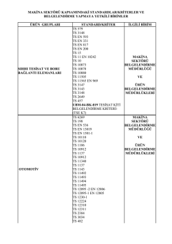 Makina Malzemeleri Kapsamındaki Standardlar-Kriterler ve