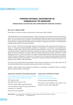 yurtdışı kaynaklı akupunktur ve tamamlayıcı tıp dergileri