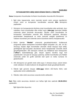 03.05.2014 FOTOGRAMETRİYE GİRİŞ DERSİ D&Ouml;NEM &Ouml;DEVİ (I