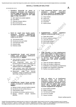 A&Ouml;F Mahalli İdareler Maliyesi &Ccedil;ıkmış Sorular | 2014 Ara Sınav İNDİR