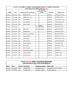 eylül ayı asıl nöbet listesinde mükerrer yazılanlarla ilgili yapılan