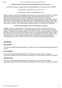 Kelimenin C&uuml;mle İ&ccedil;indeki Durumuna Bakılarak K&ouml;k