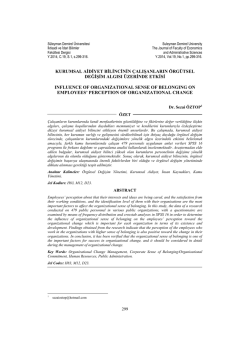 Kurumsal Aidiyet Bilincinin &Ccedil;alışanların