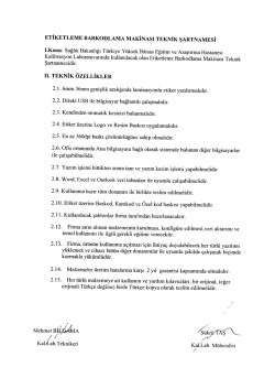 ETİKETLEME BARKoDLAMA MAKİNAsı TEKNİK ŞARTNAMESİ
