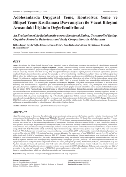 Ad&ouml;lesanlarda Duygusal Yeme, Kontrols&uuml;z Yeme ve Bilişsel Yeme