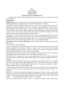 T.C. ANTALYA 13. İCRA DAİRESİ 2014/6973 ESAS TAŞINMAZIN